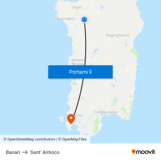 Banari to Sant' Antioco map