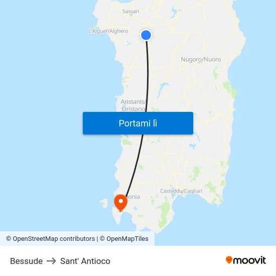 Bessude to Sant' Antioco map