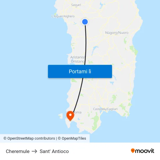 Cheremule to Sant' Antioco map