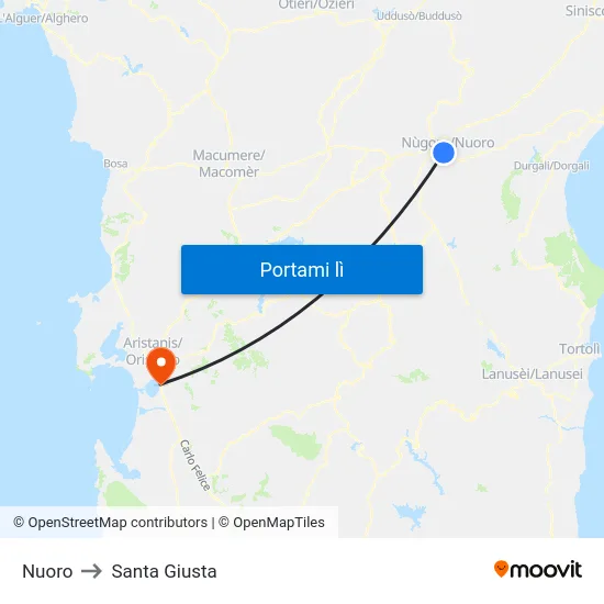 Nuoro to Santa Giusta map