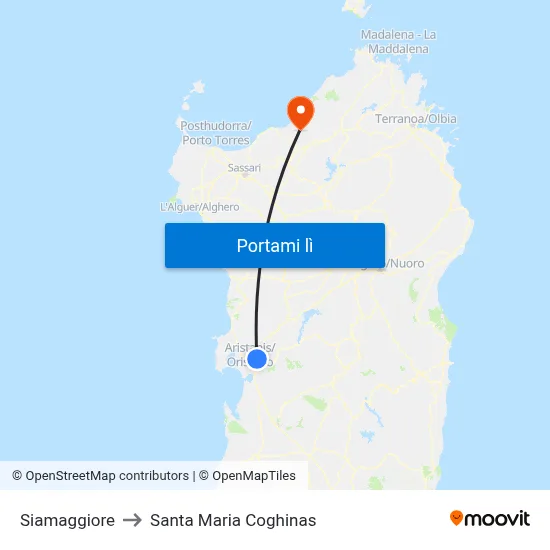 Siamaggiore to Santa Maria Coghinas map