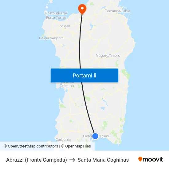 Abruzzi (Fronte Campeda) to Santa Maria Coghinas map