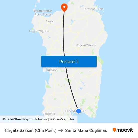 Brigata Sassari (Ctm Point) to Santa Maria Coghinas map