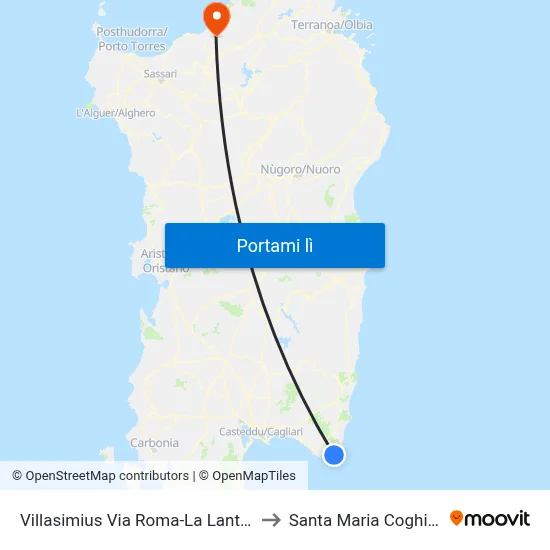 Villasimius Via Roma-La Lanterna to Santa Maria Coghinas map