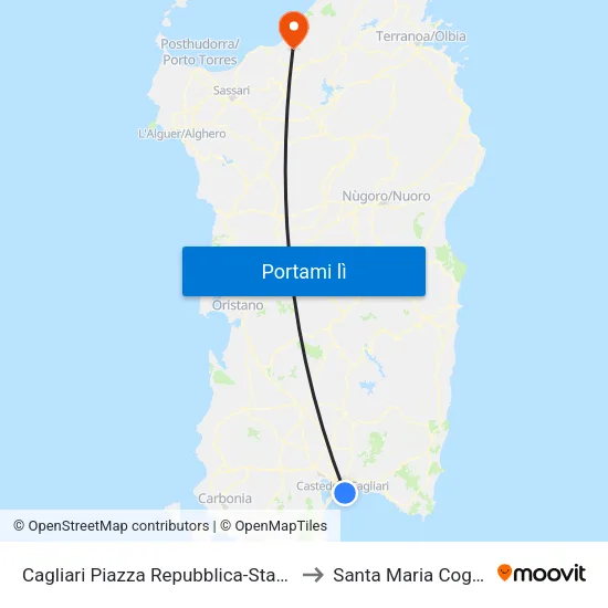 Cagliari Piazza Repubblica-Staz. Metro to Santa Maria Coghinas map