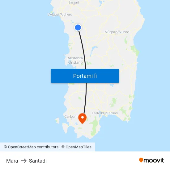 Mara to Santadi map