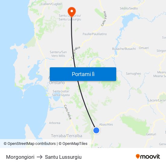 Morgongiori to Santu Lussurgiu map