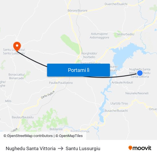 Nughedu Santa Vittoria to Santu Lussurgiu map
