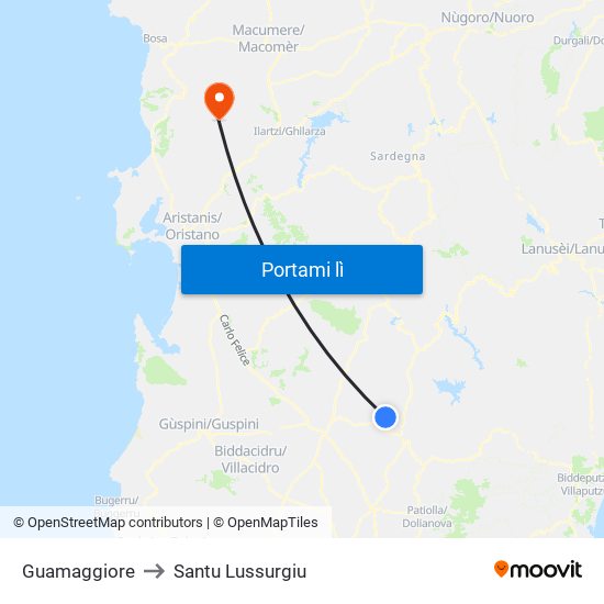 Guamaggiore to Santu Lussurgiu map