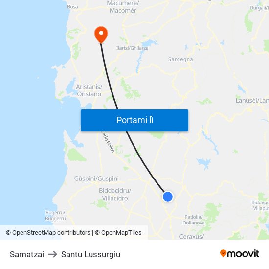Samatzai to Santu Lussurgiu map