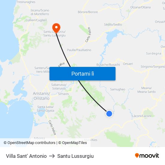 Villa Sant' Antonio to Santu Lussurgiu map