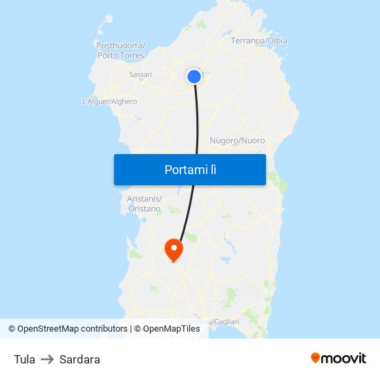 Tula to Sardara map