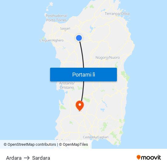 Ardara to Sardara map