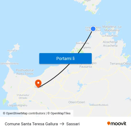 Comune Santa Teresa Gallura to Sassari map