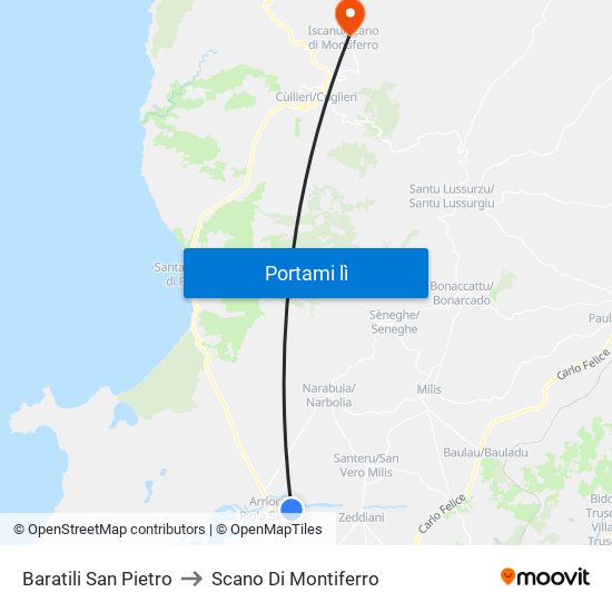 Baratili San Pietro to Scano Di Montiferro map
