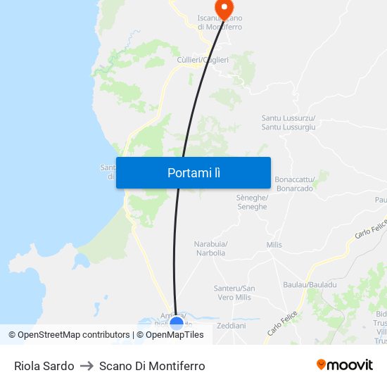 Riola Sardo to Scano Di Montiferro map