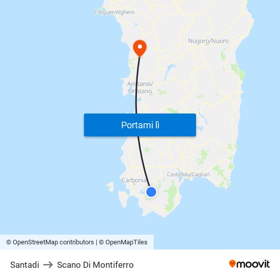 Santadi to Scano Di Montiferro map