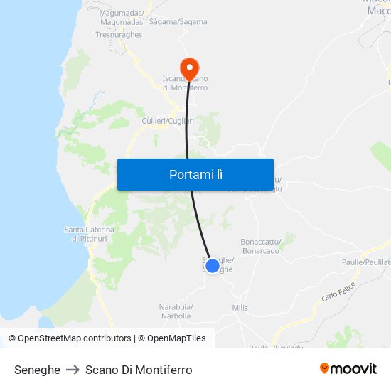 Seneghe to Scano Di Montiferro map