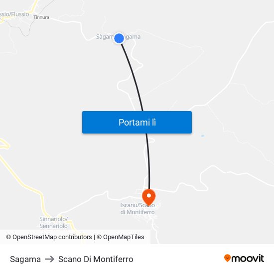 Sagama to Scano Di Montiferro map