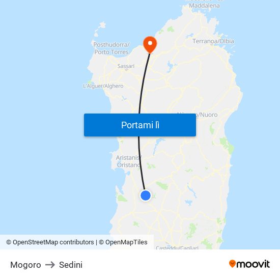 Mogoro to Sedini map