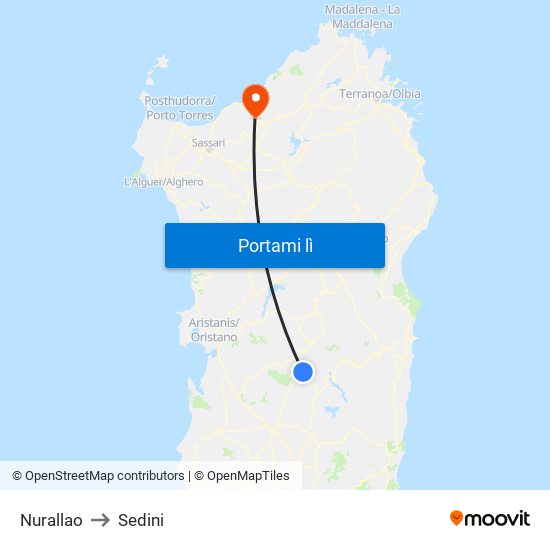 Nurallao to Sedini map