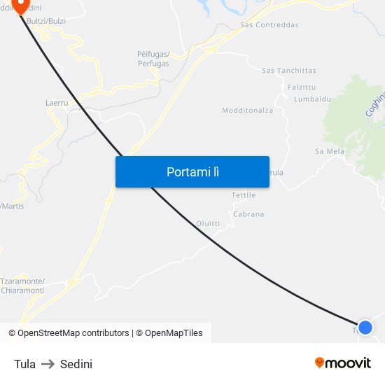 Tula to Sedini map