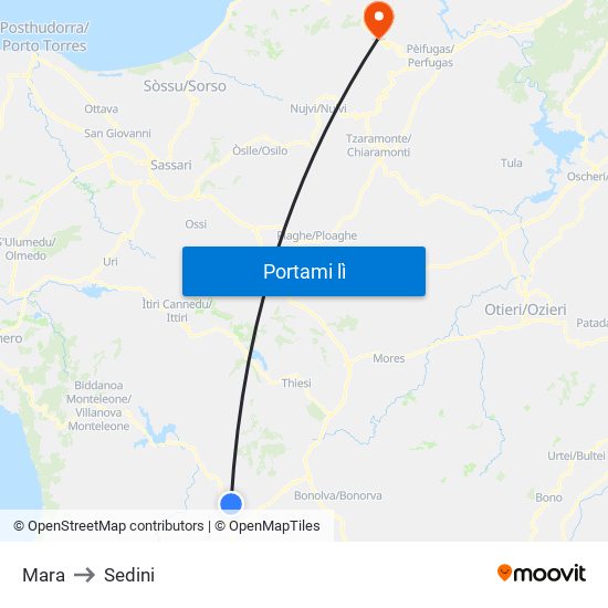 Mara to Sedini map