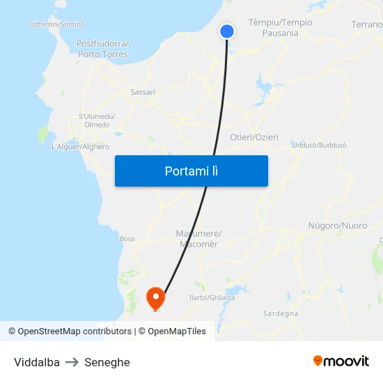 Viddalba to Seneghe map