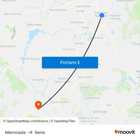 Mamoiada to Senis map
