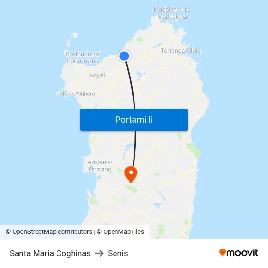 Santa Maria Coghinas to Senis map