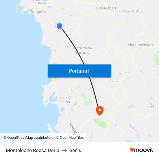 Monteleone Rocca Doria to Senis map