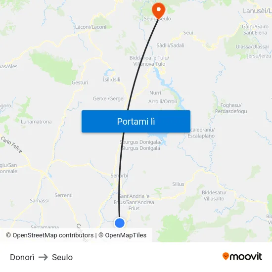 Donorì to Seulo map