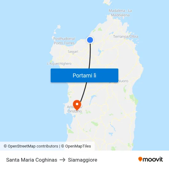 Santa Maria Coghinas to Siamaggiore map