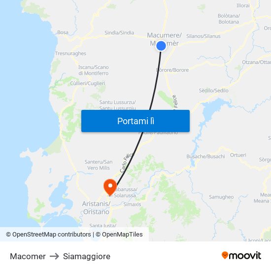 Macomer to Siamaggiore map