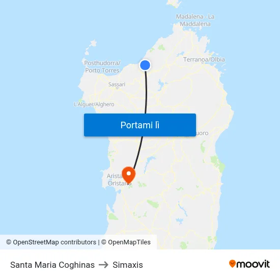 Santa Maria Coghinas to Simaxis map