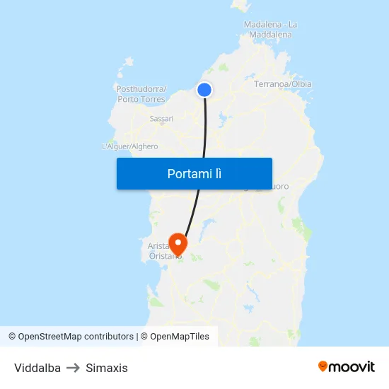 Viddalba to Simaxis map