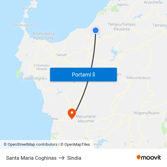 Santa Maria Coghinas to Sindia map