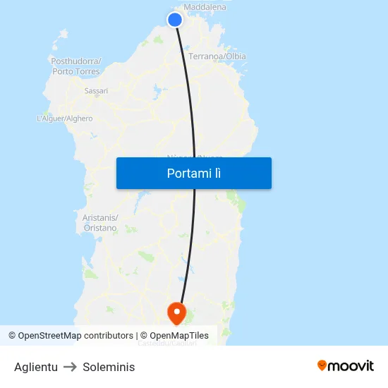 Aglientu to Soleminis map