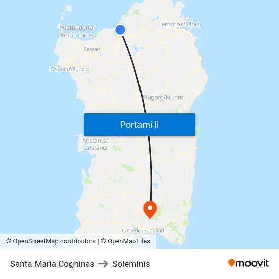 Santa Maria Coghinas to Soleminis map