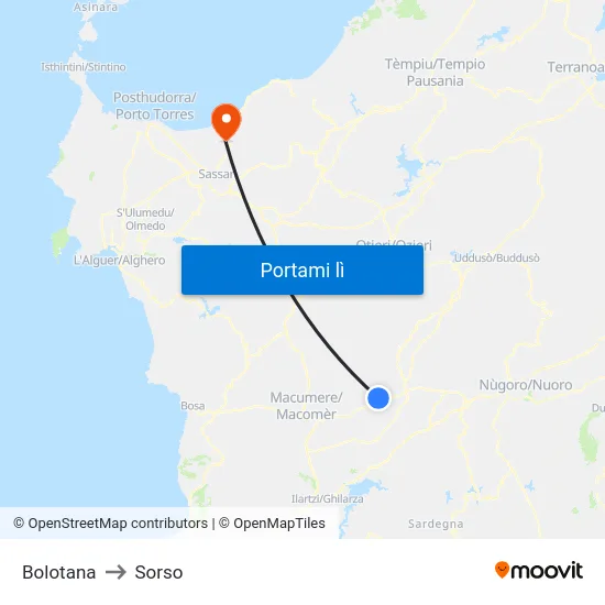 Bolotana to Sorso map