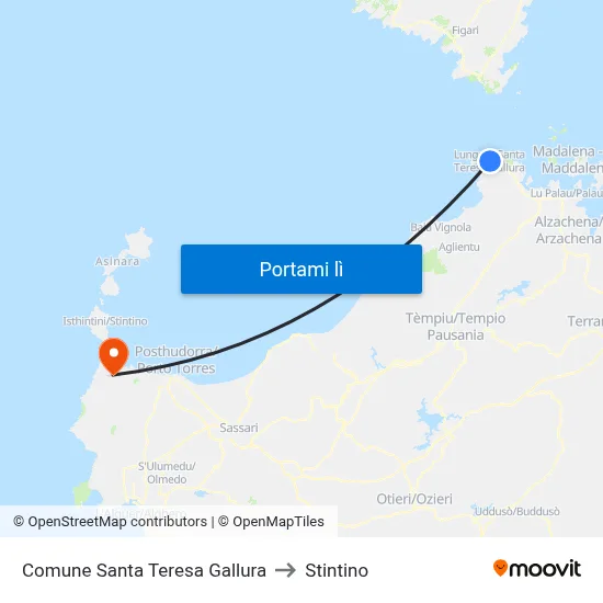 Comune Santa Teresa Gallura to Stintino map
