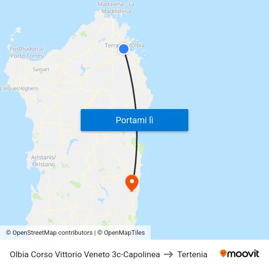 Olbia Corso Vittorio Veneto 3c-Capolinea to Tertenia map