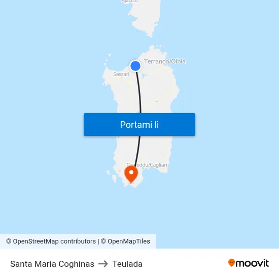 Santa Maria Coghinas to Teulada map