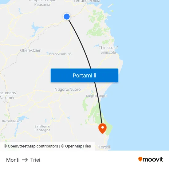 Monti to Triei map