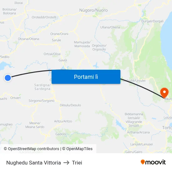 Nughedu Santa Vittoria to Triei map