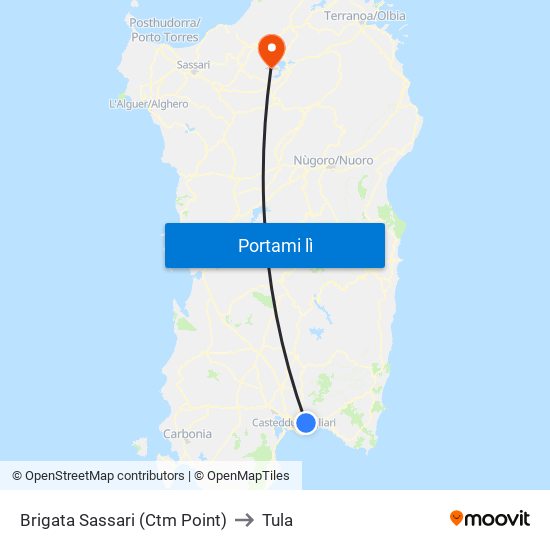 Brigata Sassari (Ctm Point) to Tula map