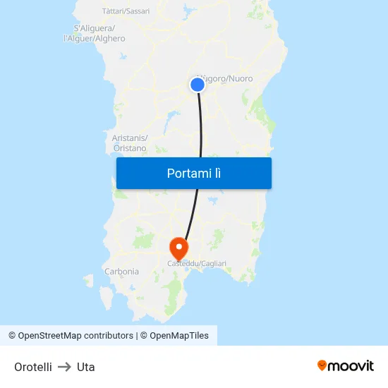 Orotelli to Uta map