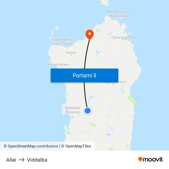 Allai to Viddalba map