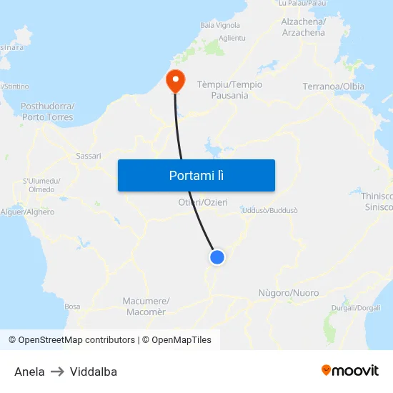 Anela to Viddalba map
