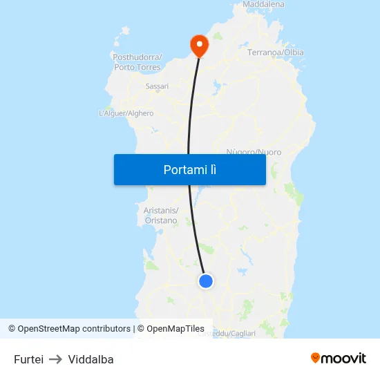 Furtei to Viddalba map